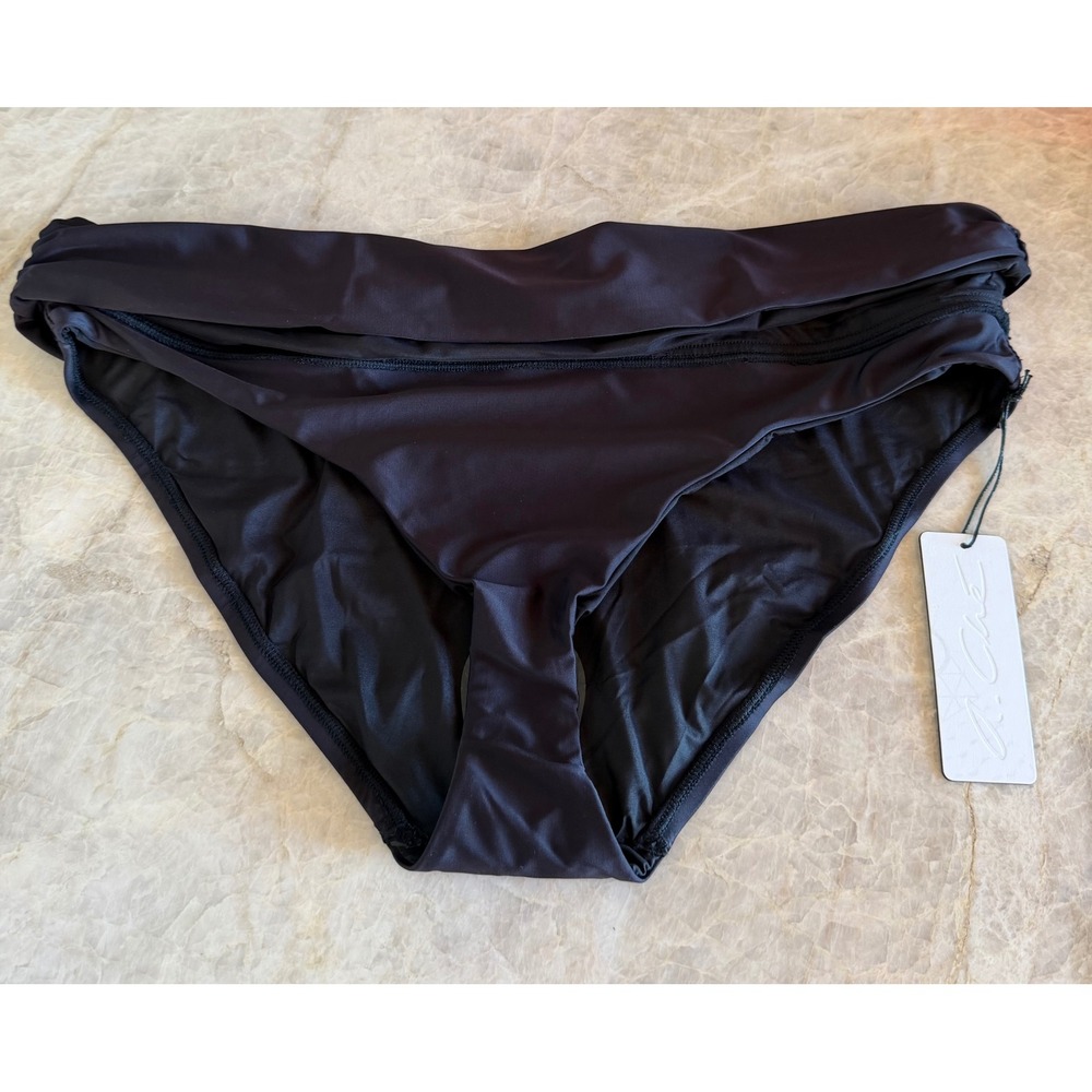 A. Che Alexandra Bikini Bottom Black Sand AB203S Ruched Swimwear Bottoms NWT